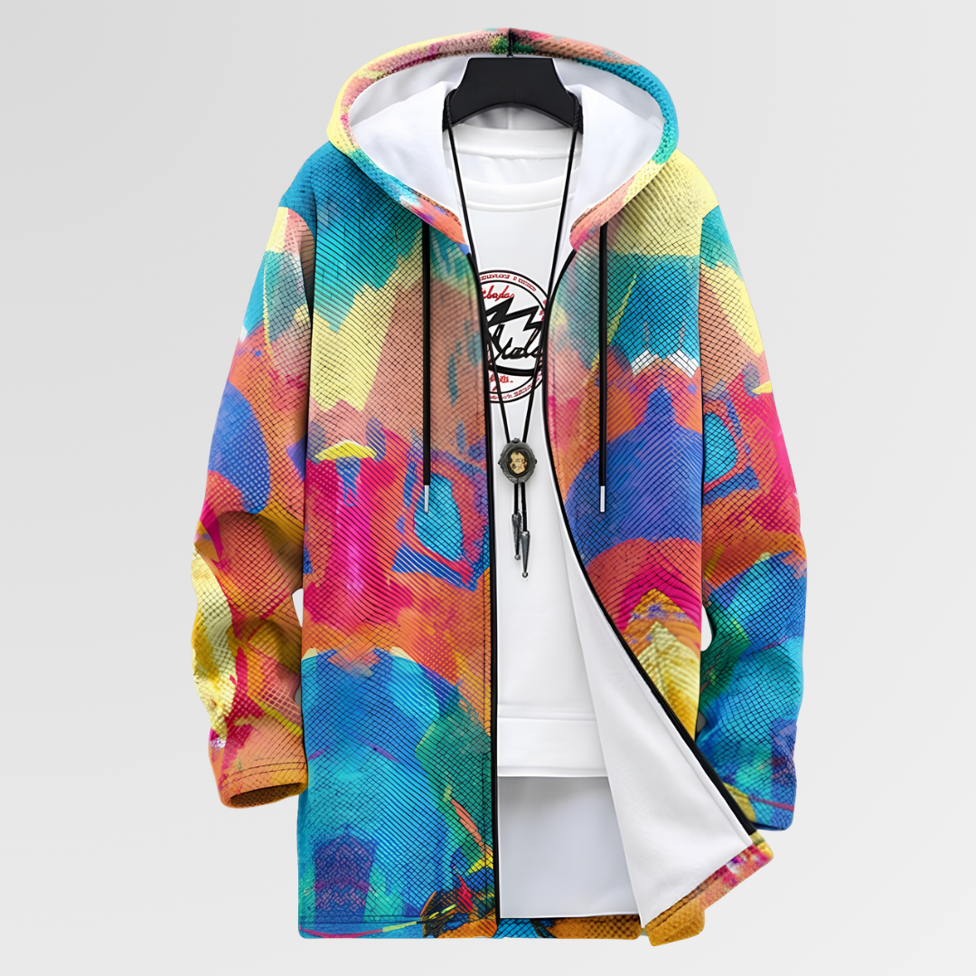 Van Elst Mode® | Jas met kleurrijk artistiek patroon