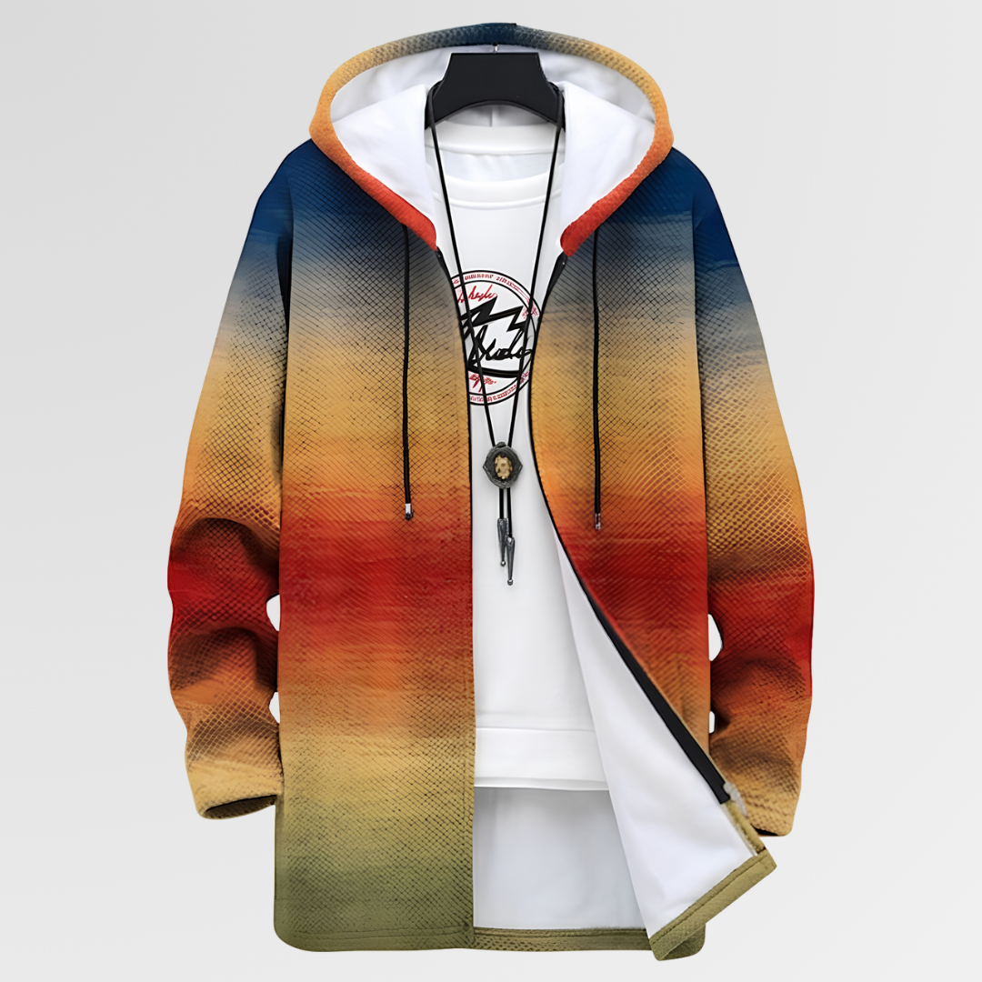 Van Elst Mode® | Mantel met een degradé patroon van de zonsondergang