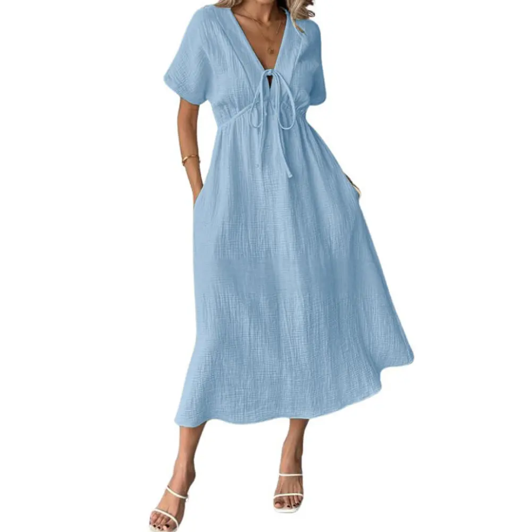 Van Elst Mode® | Comfortabele V-Hals Maxi Jurk