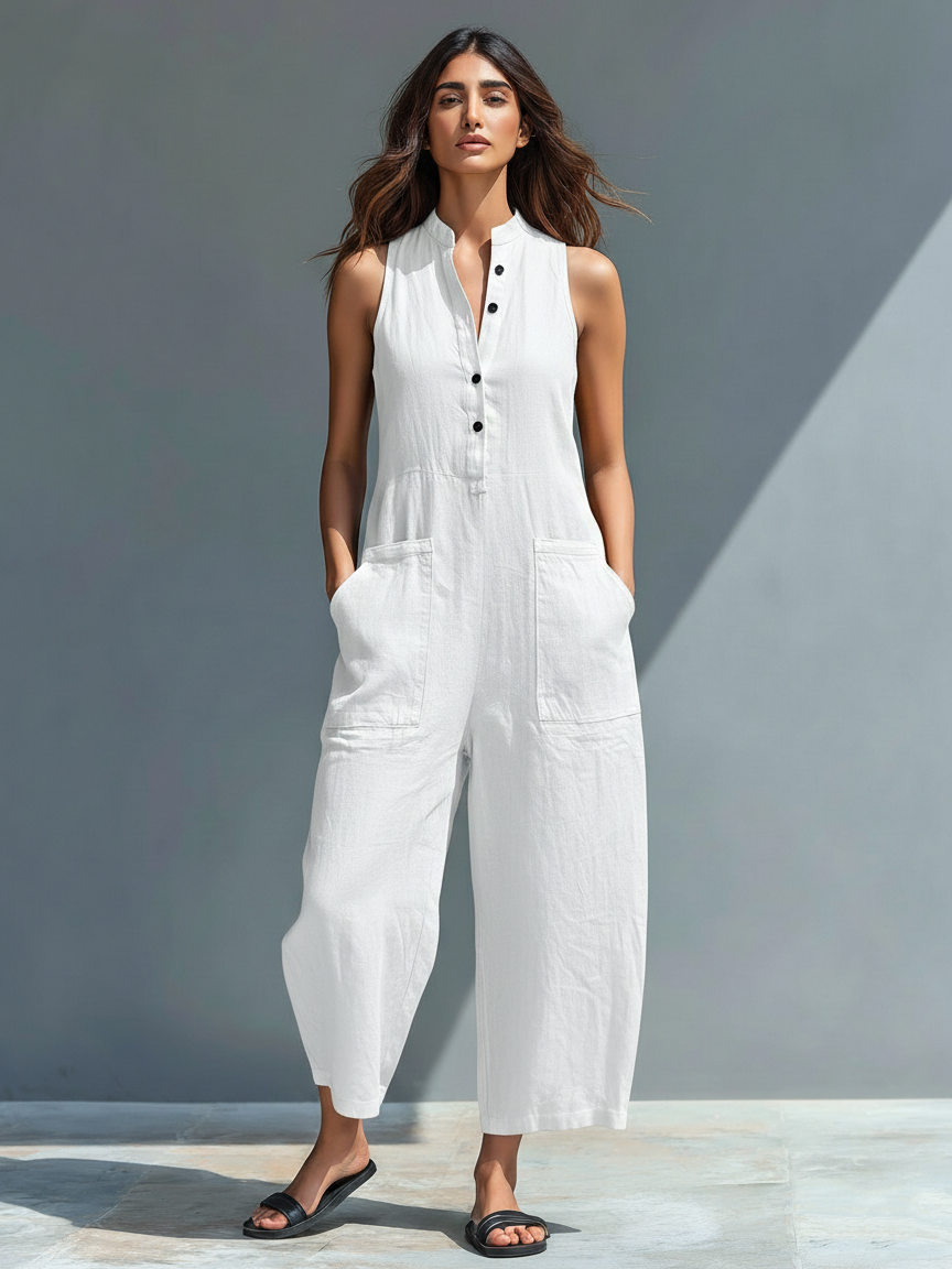 Mouwloze Linnen Dungaree