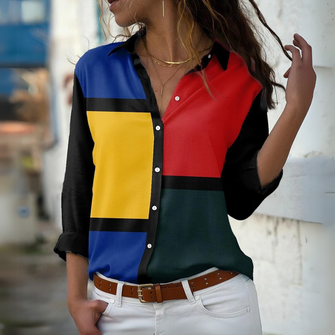 Van Elst Mode® |MODIEUS BEDRUKTE BLOUSE