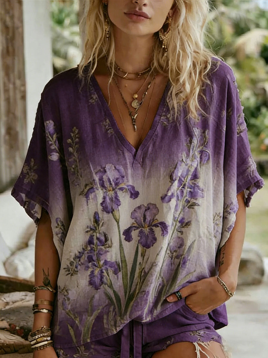 Casual bloemenprint T-shirt voor vrouwen