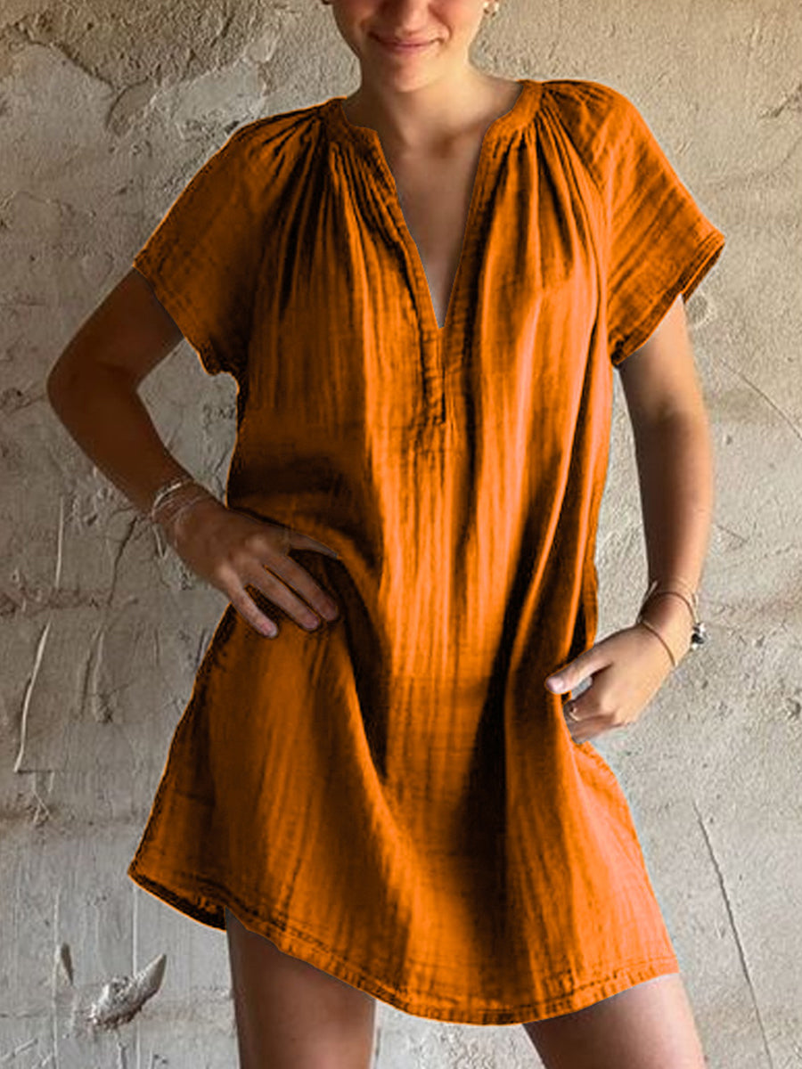 Eenvoudige vintage linnen jurk voor dames