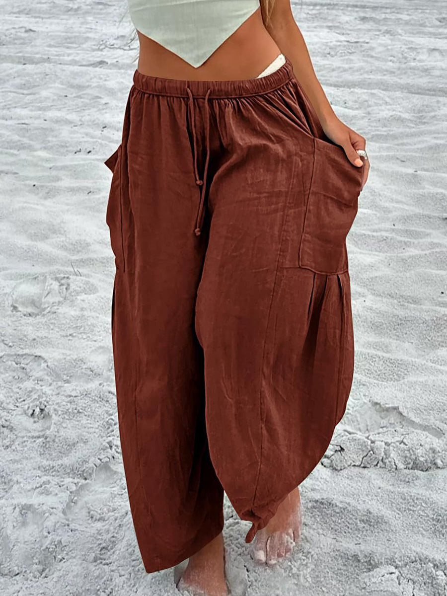 Effen linnen broek voor dames