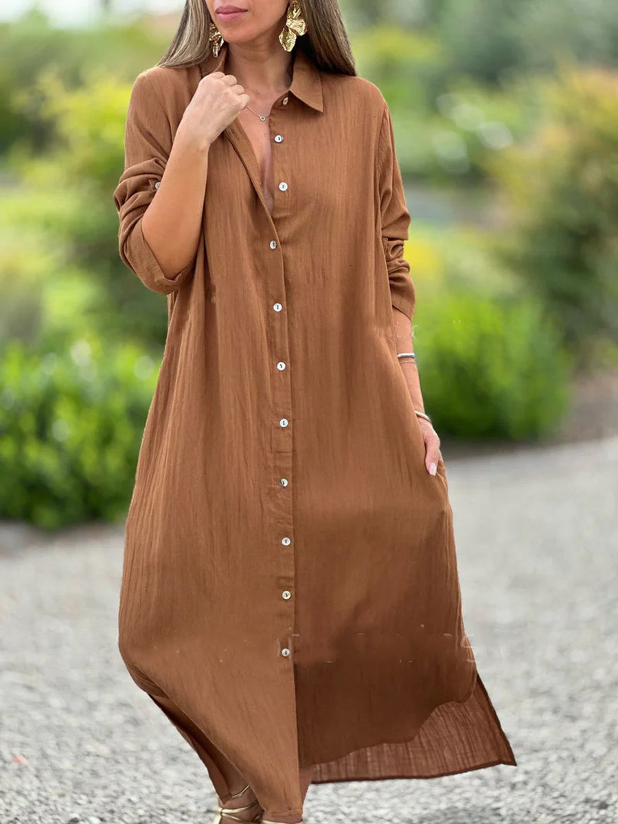 Effen casual lange shirtjurk voor vrouwen