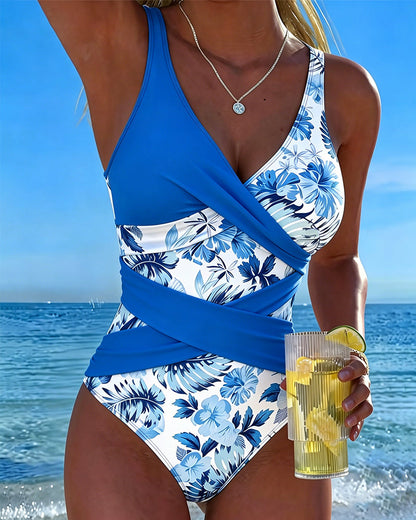 Contrast Floral One-Piece