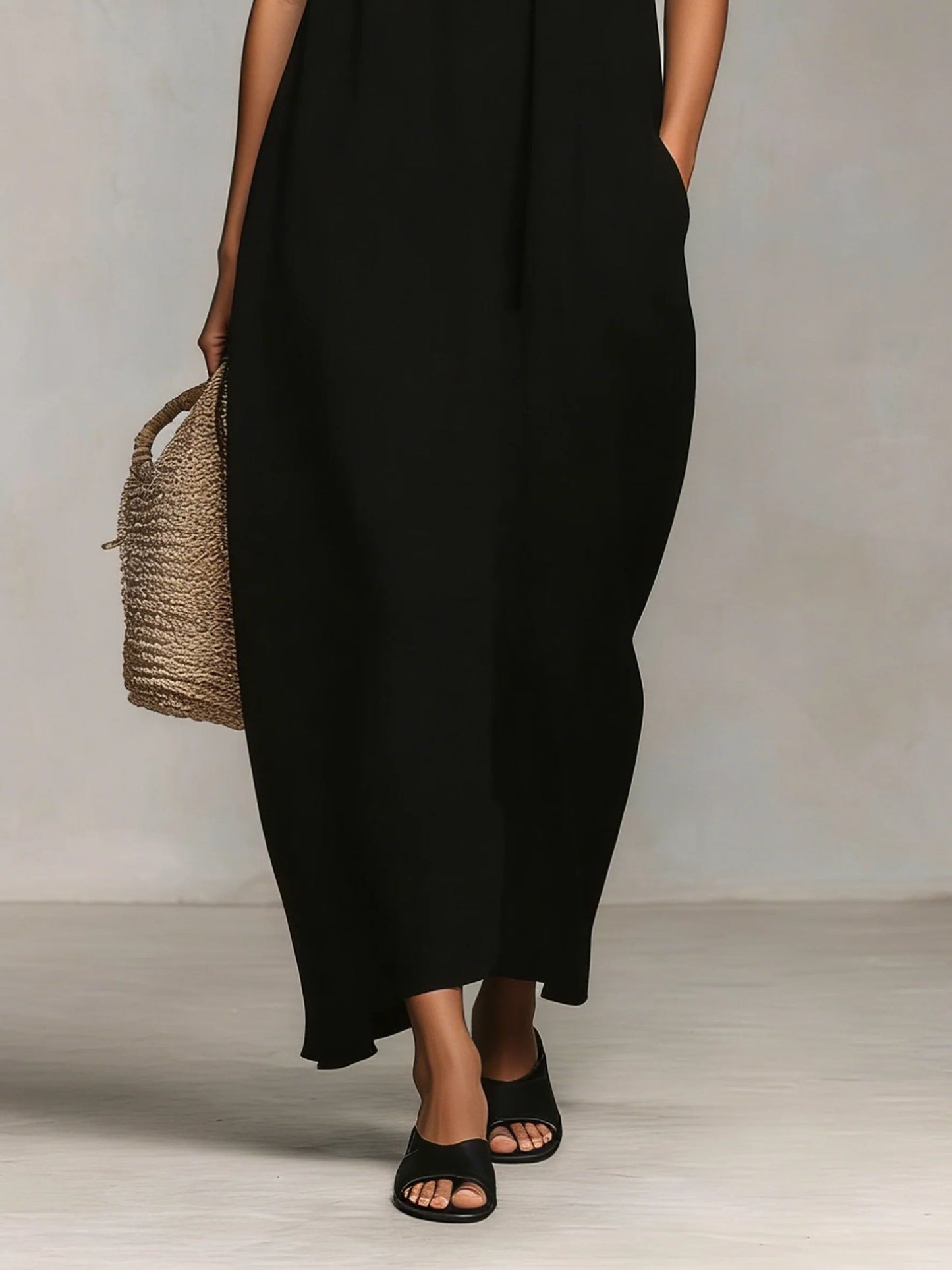 Mirelle™ | Maxi Jurk met Kleurblokken en Spaghetti Schouderbandjes