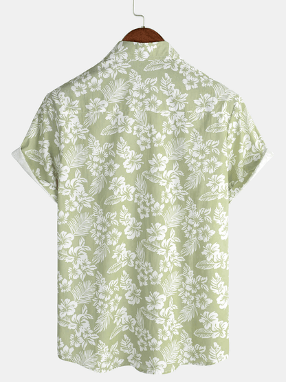 Van Elst Mode®| Hawaïblouse met korte mouwen en bloemenpatroon