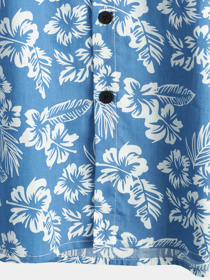 Van Elst Mode®| Hawaïblouse met korte mouwen en bloemenpatroon