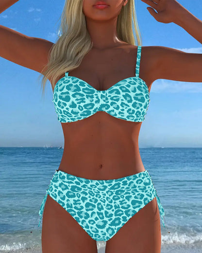 Lace-Up Luipaardprint Twee-delig Badpak