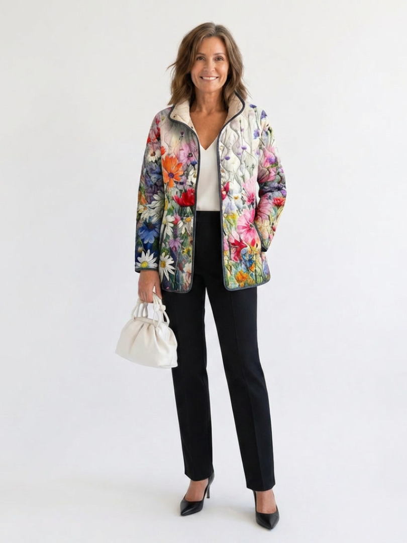 Van Elst Mode® | Elegante gewatteerde bloemen jas