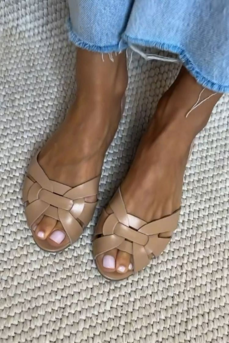 Van Elst Mode® | Gevlochten natuurlijke sandalen