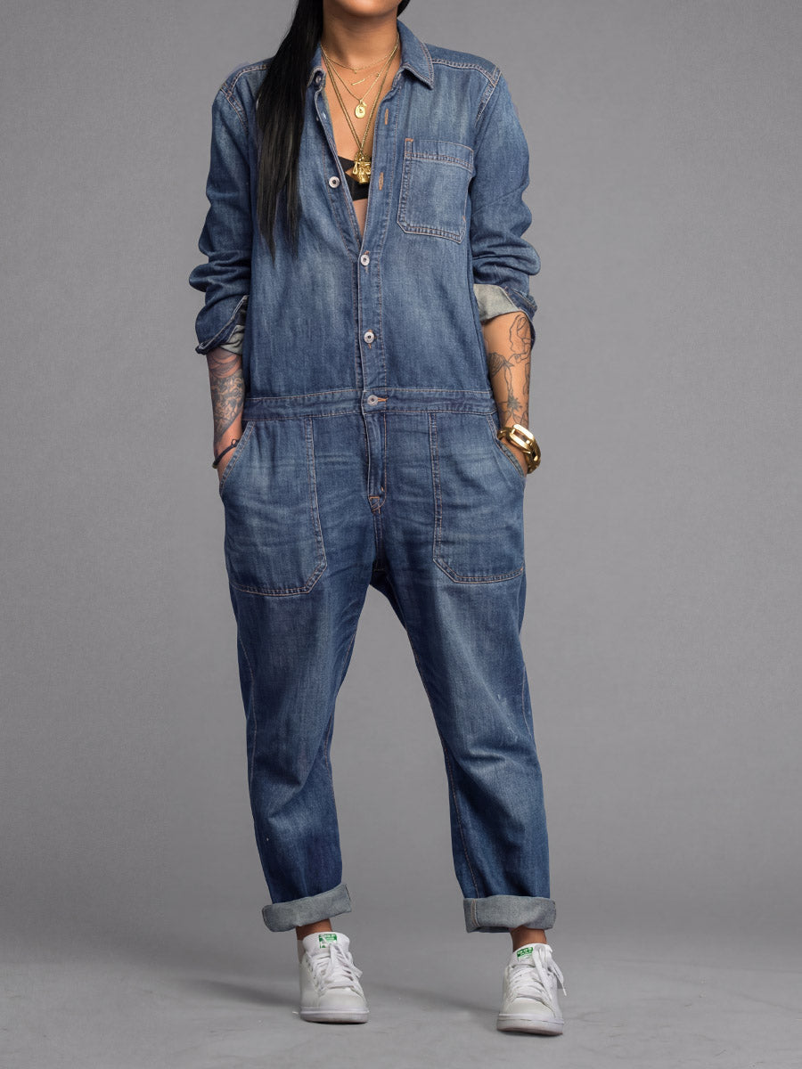 Van Elst Mode® | Dames-Denim-Overall met losse pasvorm