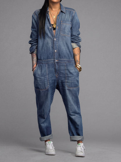Van Elst Mode® | Dames-Denim-Overall met losse pasvorm