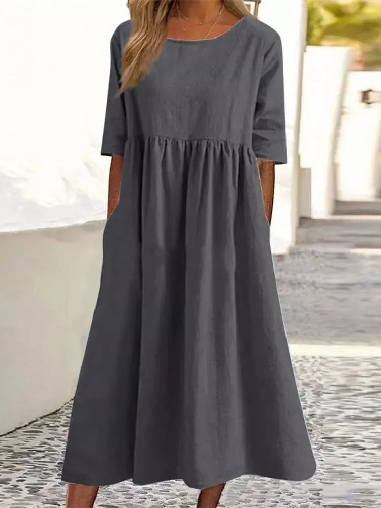 Van Elst Mode® | Elegante dames jurk met Ronde Hals