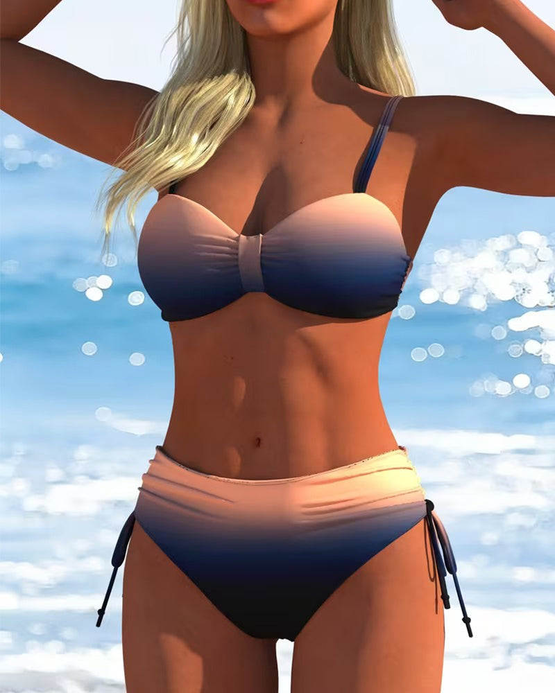 Gradient Patroon Trekkoord Mode Bikini