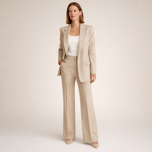 Vanessa | Elegante complete kostuumset met uitlopende broek