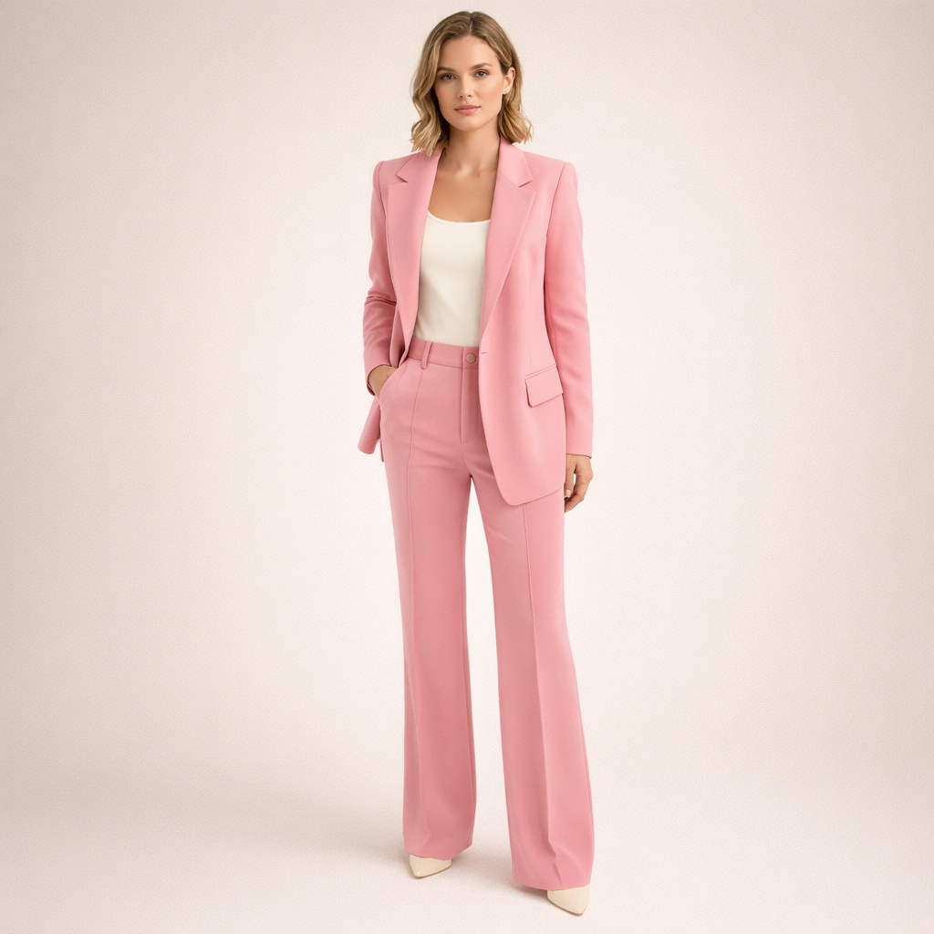 Vanessa | Elegante complete kostuumset met uitlopende broek