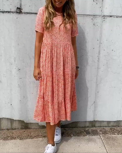 Van Elst Mode® | | Jurk met korte mouwen en bloemenprint
