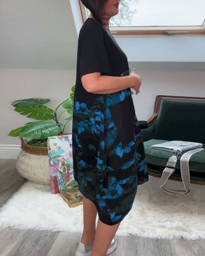 Van Elst Mode® | Patchworkjurk met Ronde Halslijn en Bloemenprint