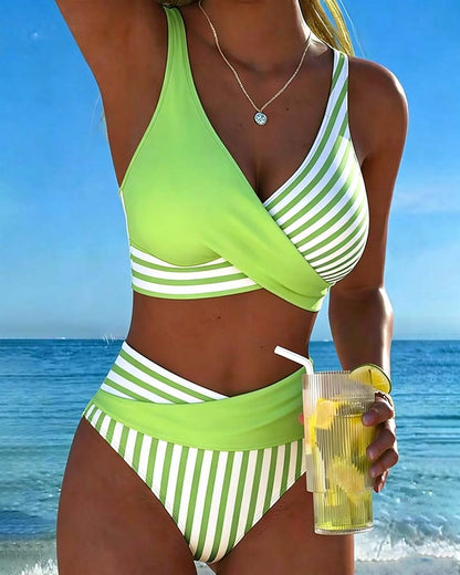 Kruislingse Gestreepte Print Bikini