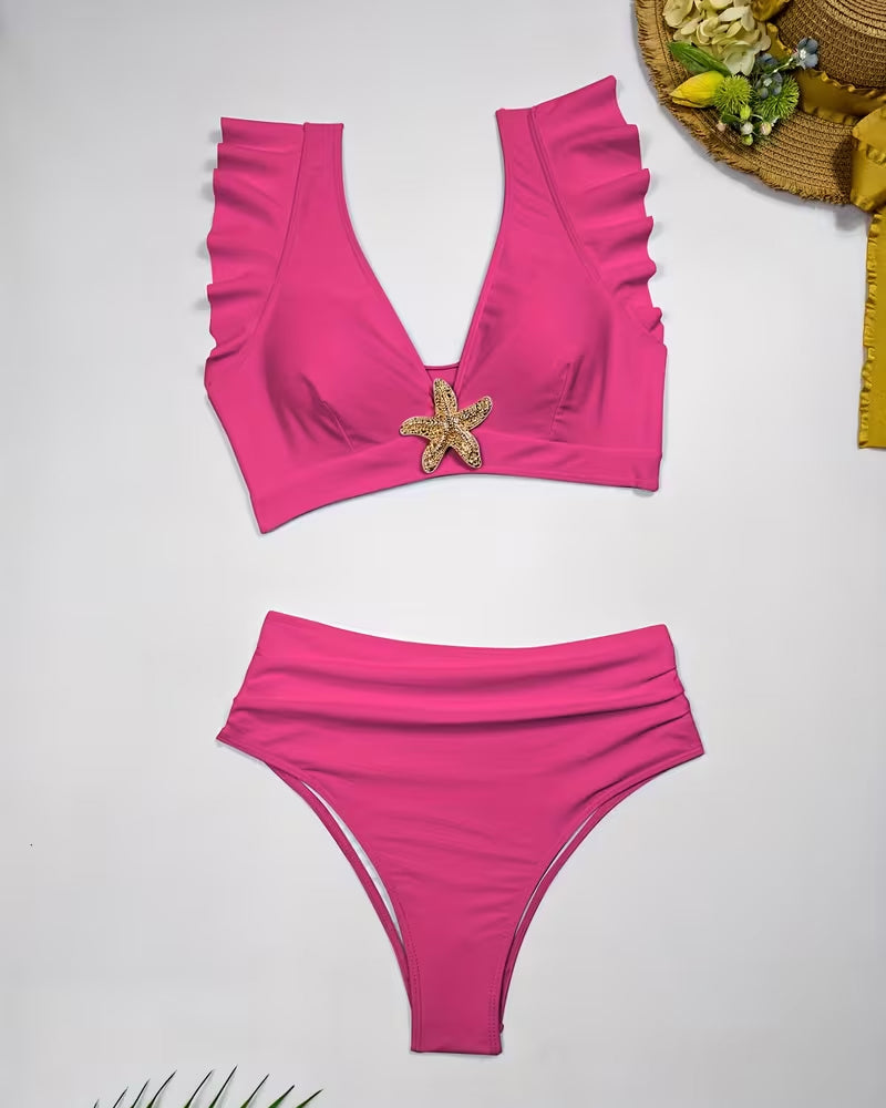 Gerimpelde Vijfpuntige Ster Tweedelige Badpak