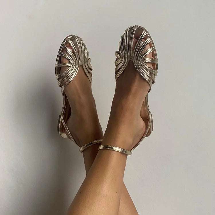 Van Elst Mode® | Gouden sandalen met juwelen