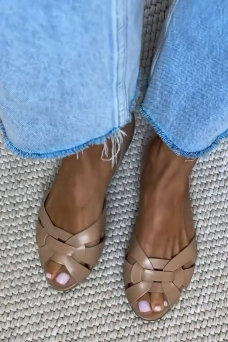 Van Elst Mode® | Gevlochten natuurlijke sandalen
