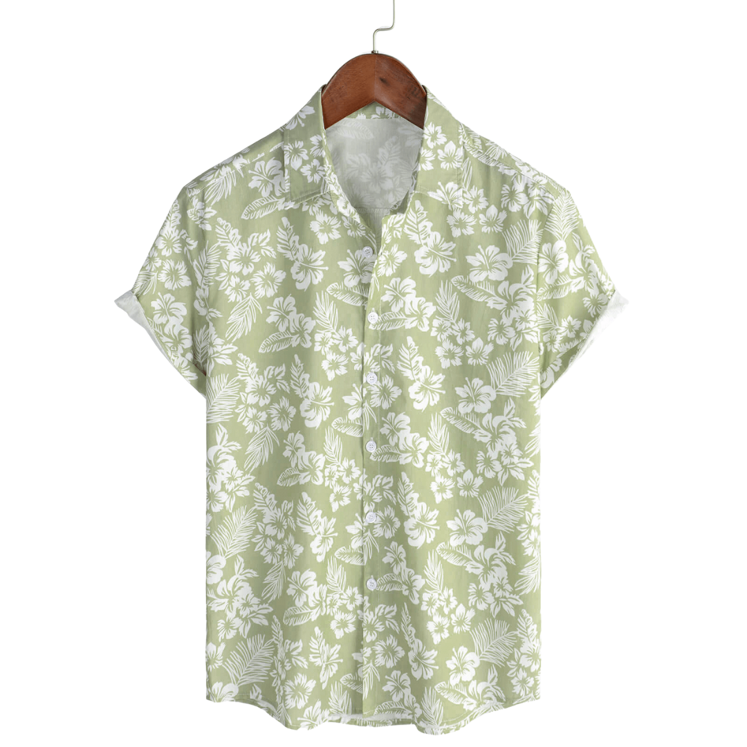Van Elst Mode®| Hawaïblouse met korte mouwen en bloemenpatroon