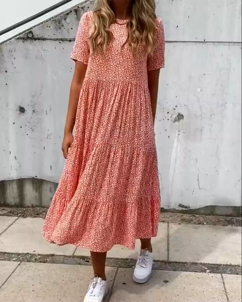 Van Elst Mode® | | Jurk met korte mouwen en bloemenprint