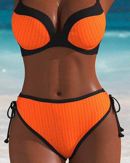 Contrastkleur Push-Up Drawstring Bikini
