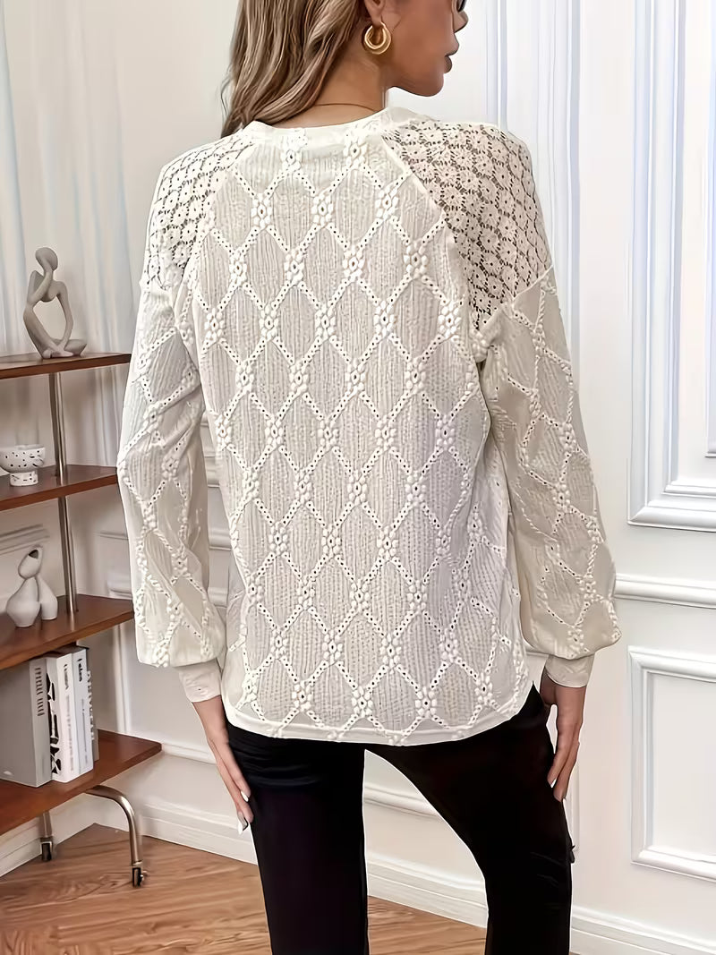 Van Elst Mode® |Blouse met patroon en lange mouwen