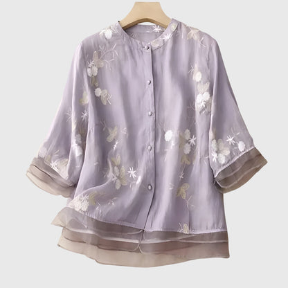 Van Elst Mode® | Nellie Elegante Top met Geborduurde Bloemen