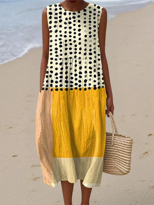 Van Elst Mode® | Polka Colorblock Midi Jurk