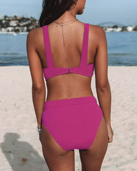 Hoge Taille Effen Kleur Bikinis