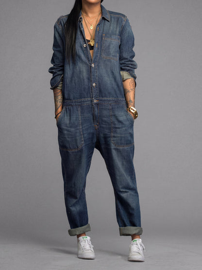 Van Elst Mode® | Dames-Denim-Overall met losse pasvorm