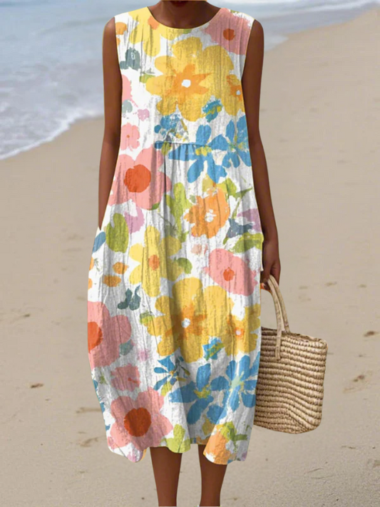 Van Elst Mode® | Midi-jurk met pastelkleurige bloemen