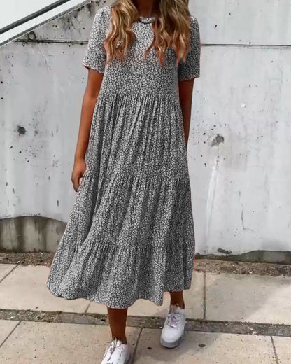 Van Elst Mode® | | Jurk met korte mouwen en bloemenprint