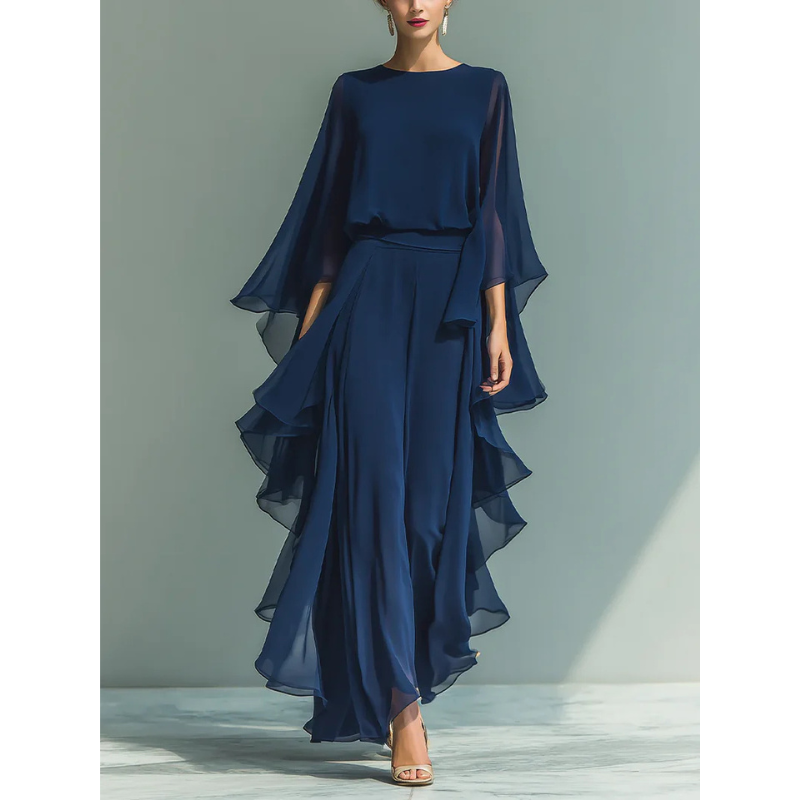 Van Elst Mode® | Elegante chiffonjurk met ruches