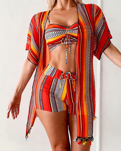 Resort Print Bikini Drie-Delige Badpak