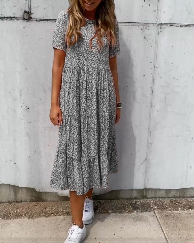 Van Elst Mode® | | Jurk met korte mouwen en bloemenprint