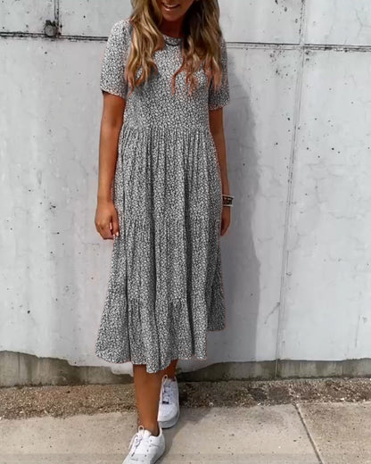 Van Elst Mode® | | Jurk met korte mouwen en bloemenprint