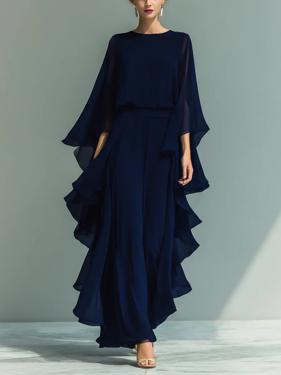 Van Elst Mode® | Elegante chiffonjurk met ruches