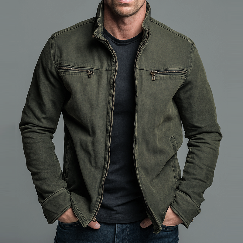 Van Elst Mode® | Vintage Katoenen Jas Met Rits