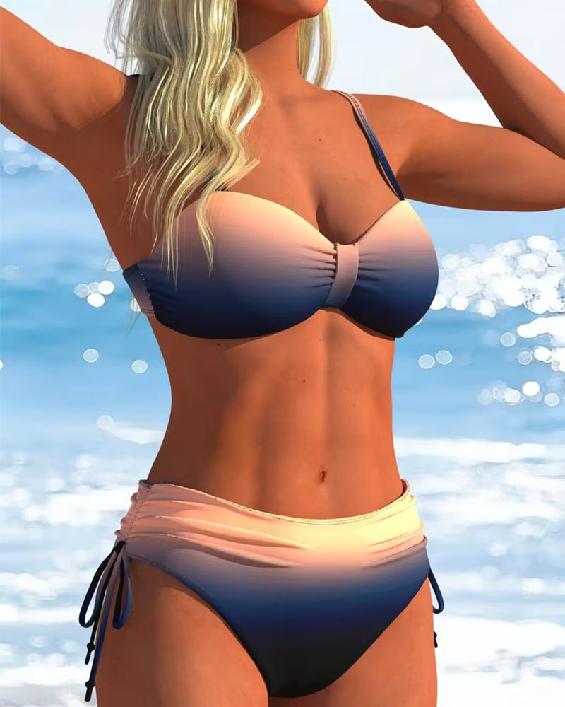 Gradient Patroon Trekkoord Mode Bikini