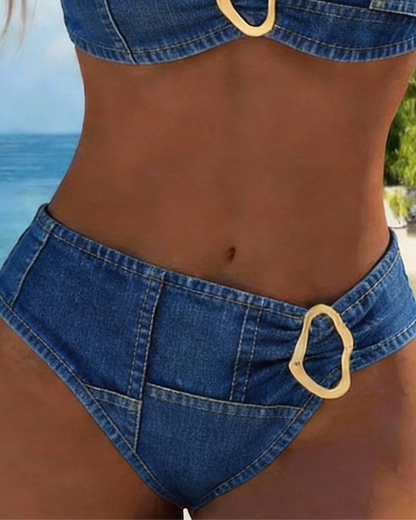 Metaal Gesp Halter Bikini
