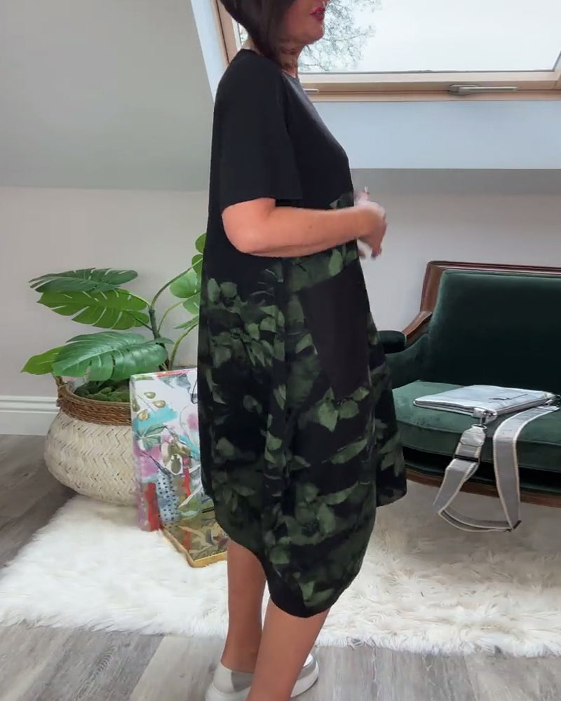 Van Elst Mode® | Patchworkjurk met Ronde Halslijn en Bloemenprint