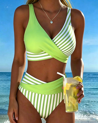 Kruislingse Gestreepte Print Bikini