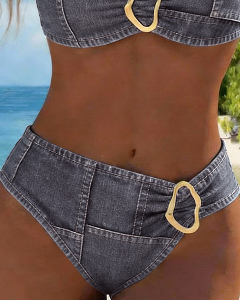 Metaal Gesp Halter Bikini