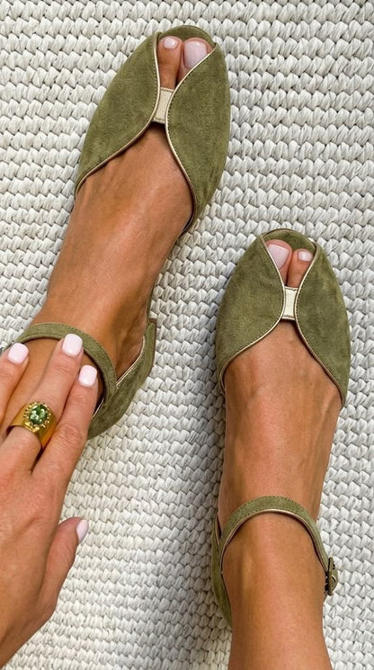 Van Elst Mode® | Elegante Salie Groene Sandalen
